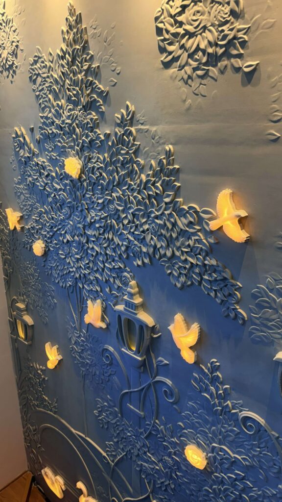Custom wall feature detail for Bhimavaram residential interior by IWY Designs