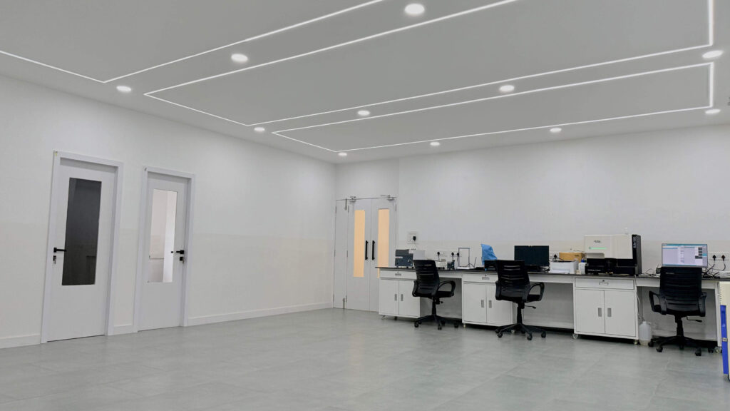 Diagnostics lab interior with workstations designed by IWY Designs Hyderabad